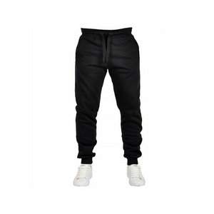 Pantalones Deportivos de Algodón Negro para Hombre, Color Sólido, Cierre con Cordón, Estilo Casual, Largos, Corte Regular, Transpirables, para Otoño - Product Image 4