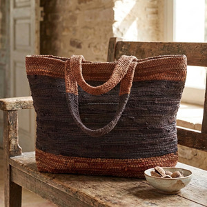 Bolso de Hombro Tejido a Rayas Estilo Vintage, Bolso Tote Casual Hecho a Mano para Mujer, para Viajes, Compras, Uso Diario, Bolso para Ropa - Product Image 2