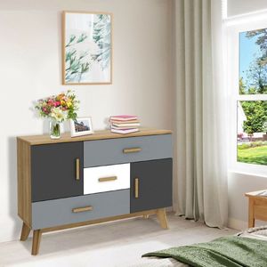 Credenza di Grande Capacità con 2 Ante e 3 Cassetti, Mobile Contenitore Indipendente per Soggiorno - Product Image 2