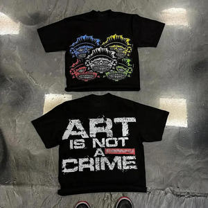 เสื้อยืดสำหรับผู้ชายผ้าฝ้ายโอเวอร์ไซส์ออกแบบได้ตามที่ต้องการเสื้อ Y2K ทรงหลวมน้ำหนักมากว่างเปล่า - Product Image 3