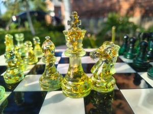 Collectible Green Resin <b>Chess</b> Board <b>Set</b> Brass <b>Chess</b> Pieces Decorative Pieces <b>Chess</b> Home Decor Resin <b>chess</b> board - Product Image 2