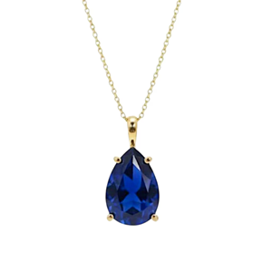 Collier pendentif en perle d'eau douce créée en laboratoire plaqué or 18 carats pour femme, forme poire classique, serti griffe, chaîne maille forçat, pour usage quotidien - Product Image 1