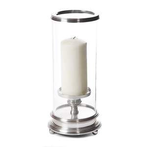 Porte-bougie contemporain en verre transparent avec base élégante finition nickel pour une ambiance intérieure raffinée - Product Image 1