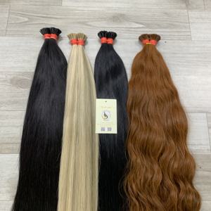 Haute Qualité Chaud Brun Vagues Super Double Remy Italien Curl I Tip Raw Highlight Naturel Cheveux Humains En Vrac Double Dessiné Bundle - Product Image 1