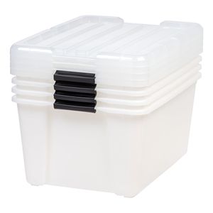 Bacs de rangement en plastique de 45 Qt avec couvercles, empilables, lot de 4 - Product Image 3