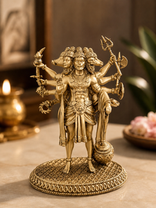 Jaipur Metals Modern Pure Brass Plated Panchmukhi Hanuman <b>Statue</b> | Table Figure | Durable <b>Religious</b> Gift | 13x7x16cm | 480g - Product Image 1