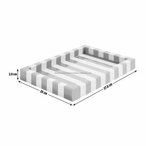 Bandejas de Resina Acrílica Ecológicas de Estilo Moderno, Juego de 3 Bandejas de Estilo Medio Oriente, Bandeja de Servir de Ratán sin Bordes Afilados con Asa - Product Image 5