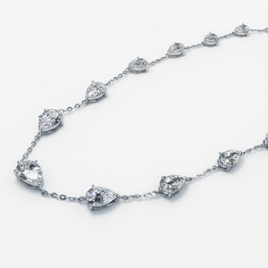 Magnificent 14.00 CT Pear Lab Grown Diamond <b>Necklace</b> in 14K White Gold for Women - Product Image 2