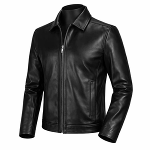 Chaqueta de Cuero Sintético Negra Vintage Personalizada para Hombre, 750 Gsm, Paneles Lisos, Logotipo Grabado con Láser Personalizado, Etiqueta Privada, Impermeable - Product Image 3