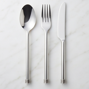 Ensemble de couverts minimalistes en acier inoxydable, finition miroir, passe au lave-vaisselle, vaisselle de mariage, cuillère, fourchette, couteau - Product Image 1