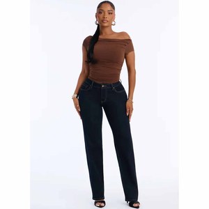 <b>Women</b> High Waist Slim Dark for Denim Breathable Summer <b>Cropped</b> Straight <b>Jeans</b> Stretch Ankle-Length Casual Pants OEM ODM - Product Image 2