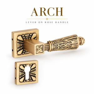 มือจับประตูแบบก้านโยก ARCH พร้อมด้ามจับแบบ Rose  ผิวเคลือบด้านสไตล์โบราณ อุปกรณ์ประตูทันสมัยสำหรับประตูภายในบ้านและอาคารพาณิชย์ - Product Image 2