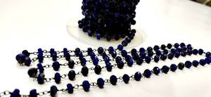Natural Lapis Lazuli <b>Rosary</b> Faceted Rondelle 5mm Beaded Chain - Product Image 4