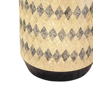Tabourets cylindriques à motif diamant, mosaïque artisanale en nacre, petite table d'appoint pour la décoration du salon et de la chambre - Product Image 2