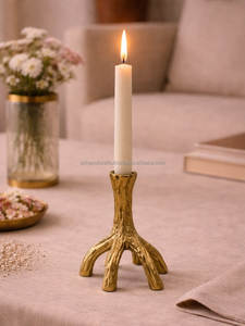 Support de bougie décoratif en laiton antique, prix usine indien, grand modèle pour table, vente en gros B2B, fournisseur en vrac - Product Image 6