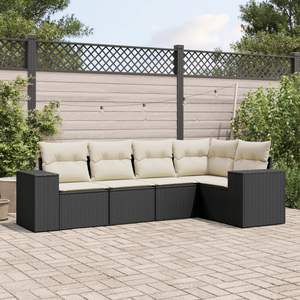 Conjunto de Sofás Modulares Grandes de Ratán PE Negro para Jardín, Muebles Modernos para Exteriores - Product Image 1