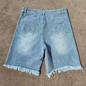 Shorts en jean coupe ample, shorts en jean à jambes larges, shorts en jean déchirés, shorts en jean usés, shorts en jean pour hommes, jorts Y2K, bleu vintage - Product Image 2