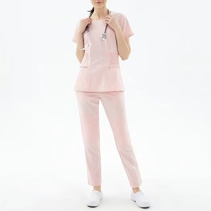 Custom Color Women's <b>Scrub</b> Top Short Sleeve With Pockets Hospital Uniform Knitted Cotton Blends - Product Image 6