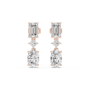 14K Solid Rose Gold Luxury <b>Earrings</b> With GRA Certificate Multi Shapes Classic Design <b>Drops</b> Perfect For Party-Birthday & Gift - Product Image 1