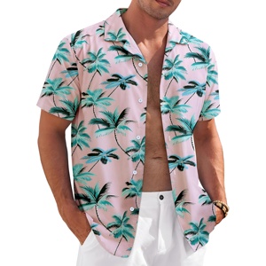 Chemise pour homme à logo personnalisé, motif floral hawaïen, sublimée, légère, 100% polyester, respirante, douce, anti-boulochage, séchage rapide, écologique - Product Image 2