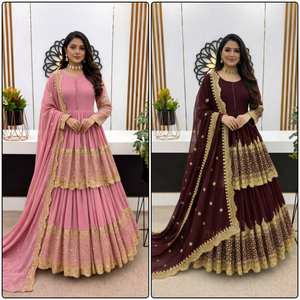 Conjunto de Fiesta Vintage de Alta Gama con Lehenga y Dupatta de Georgette Sintética con Bordado de Lentejuelas de 5 mm, Largo hasta el Suelo, de Secado Rápido - Product Image 5