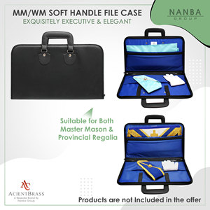 MMWM Classic Luxury High Quality Eco-friendly Black Imitation Leather Hard Handle Square Half <b>File</b> Case | Masonic Design Cordura - Product Image 5