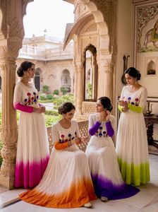 Últimos modelos de vestidos Anarkali para mujer, listos para usar, en tela Star Georgette, con bordados en hilo de lana, ideales para bodas. - Product Image 3