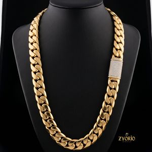Luxury Gold Cuban Link Chain <b>Necklace</b> for Men Hip Hop Thick Miami Cuban Chain <b>Statement</b> Jewelry with Iced Out Clasp - Product Image 1