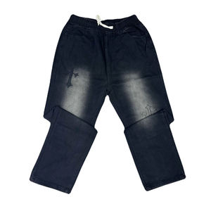 Straight Vintage Cotton <b>Men's</b> <b>Jeans</b> Heavy Duty Custom Vintage Washed Old Pocket <b>Drawstring</b> Straight Leg <b>Jeans</b> with Loose - Product Image 2