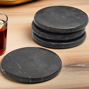 Black Marble <b>Coasters</b> Genuine Marble Handmade 10mm Thick Elegant Design Shape Minimalist <b>Drink</b> <b>Coasters</b> Coffee Tables Home Decor - Product Image 3