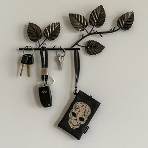 Premium Leaf Design Black Metal <b>Wall</b> Mounted <b>Key</b> Holder <b>Hook</b> For Kitchen <b>Wall</b> Storage Hanging Light Items Or <b>Keys</b> From India - Product Image 1