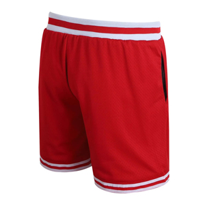 Unisex Red Mesh Basketball Shorts Drawstring Closure Breathable Summer Adult Regular Fit With Pockets - Product Image 3