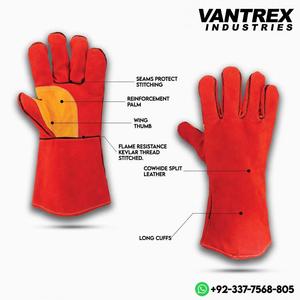 Leather <b>Gloves</b> Top Selling Wholesale Welding <b>Gloves</b> Wool Fleece Lining <b>Long</b> Cuff Heat Resistant Welding <b>Gloves</b> - Product Image 2