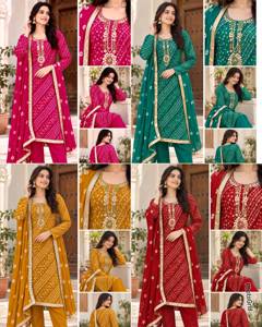 Conjunto de Salwar Kameez Étnico de Rayón para Mujer, Estampado y con Trabajo a Mano, Largo hasta la Rodilla, Estilo Indio-Pakistaní, para Fiestas y Bodas - Product Image 6