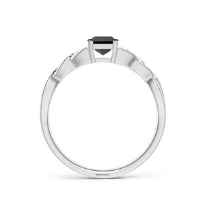 Anillo de Compromiso con Diamante Negro Natural Corte Princesa y Nudo Celta en Oro de 10K/14K/18K y Plata 925/935 para Regalo de Aniversario - Product Image 2