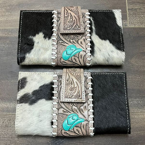 Cartera de Cuero Vacuno Genuino Hecha a Mano, Cartera Larga Bifold de Cuero con Pelo, Diseño Western, para Mujer - Product Image 4