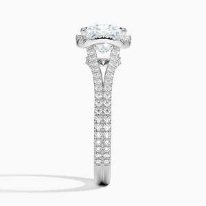 Bague BOJ 089 en argent 925, taille princesse, avec halo de pierres et griffes, solitaire diamant 2 carats, couleur D, VVS1, moissanite certifiée GRA, prix bas - Product Image 3