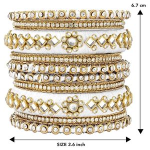 Gold Plated Faux Handmade Kundan Studded Blue Silk Thread Ethnic Bangles Jewellery for Women Fashion Bangles For Girls Festive - Product Image 2