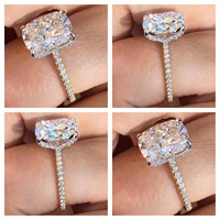 Cincin Emas Perak Wanita Elegan Moissanite CVD Batu Berwarna CZ EGL VVS2 D Bentuk Oval 4.20 CTS VS1 Perhiasan Pengantin