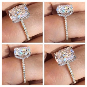 Elegant Women Gold Silver <b>Ring</b> Moissanite CVD Colour Stone <b>CZ</b> EGL VVS2 D Oval Shape 4.20 CTS VS1 Bridal Jewelry - Product Image 4
