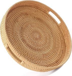Custom Design Rattan Storage <b>Tray</b> for Home Desk Organized Food Storage <b>Basket</b> Hand-woven Rattan <b>Tray</b> - Product Image 6