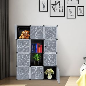 Armadio componibile a 12 cubi con ante, contenitori e scaffali per l'organizzazione degli oggetti RT - Product Image 3