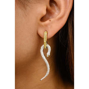 18K Two-Tone Diamond Serpentine Drop Earrings - Product Image 6