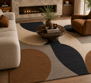 Tapis en laine tufté à la main abstrait moderne, tapis géométrique de luxe contemporain pour salon et chambre, taille personnalisée - Product Image 3
