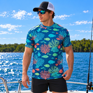 T-shirt de pêche en mer 180 gsm pour hommes, performance optimale en eau salée, idéal pour les marques – Vente en gros - Product Image 1