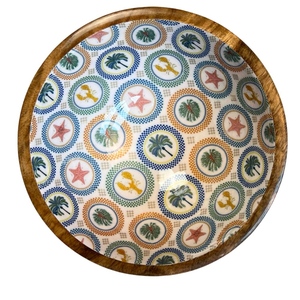 Tazón de madera para servir con diseño de animales de la selva y hojas tropicales, hecho a mano para servir comida, fiestas, bodas, regalos. - Product Image 2