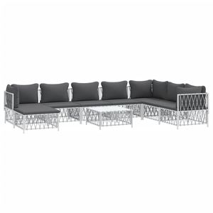 Set salotto Patio in acciaio bianco 9 pezzi con cuscini per il relax in giardino - Product Image 3
