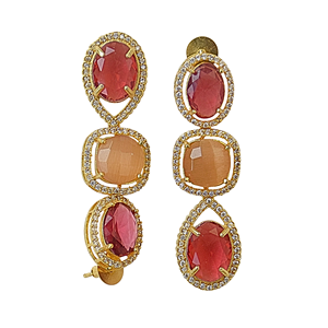 Boucles d'oreilles pendantes goutte d'eau en zircone style Bohème, plaqué or 18 carats, laiton, bijoux fantaisie, pierres colorées, design unique - Product Image 2