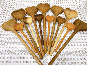 Cuillère à café en bois naturel faite à la main, cuillère à thé vintage, cuillère à mélanger le café, ustensile à dessert pour café - Product Image 6