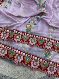 Sari indien ethnique de créateur, orné de paillettes, pour toutes les occasions spéciales et les événements, tenue tendance pour femmes. - Product Image 2